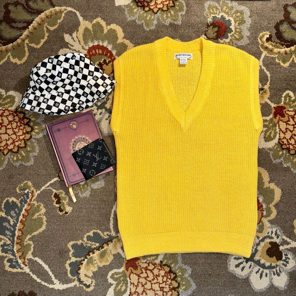 Men’s Sweater Vintage yellow Vest Retrospective Large